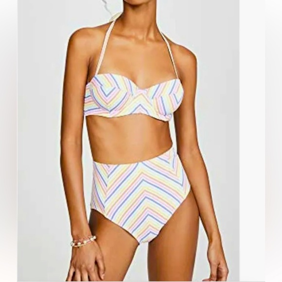 Kate Spade New York High Waist Bikini in Beach Stripe Seersucker Size Me… - Picture 1 of 7